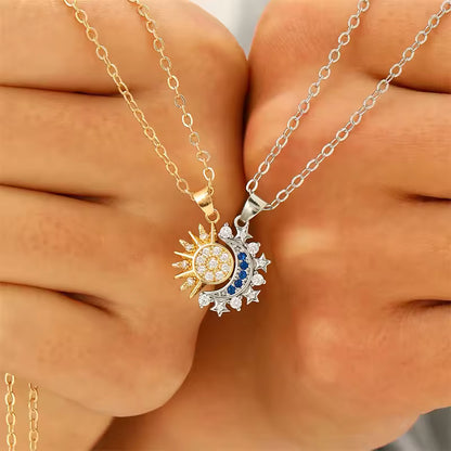 Matching Strass-Halsketten: Sonne & Mond (2er-Set)