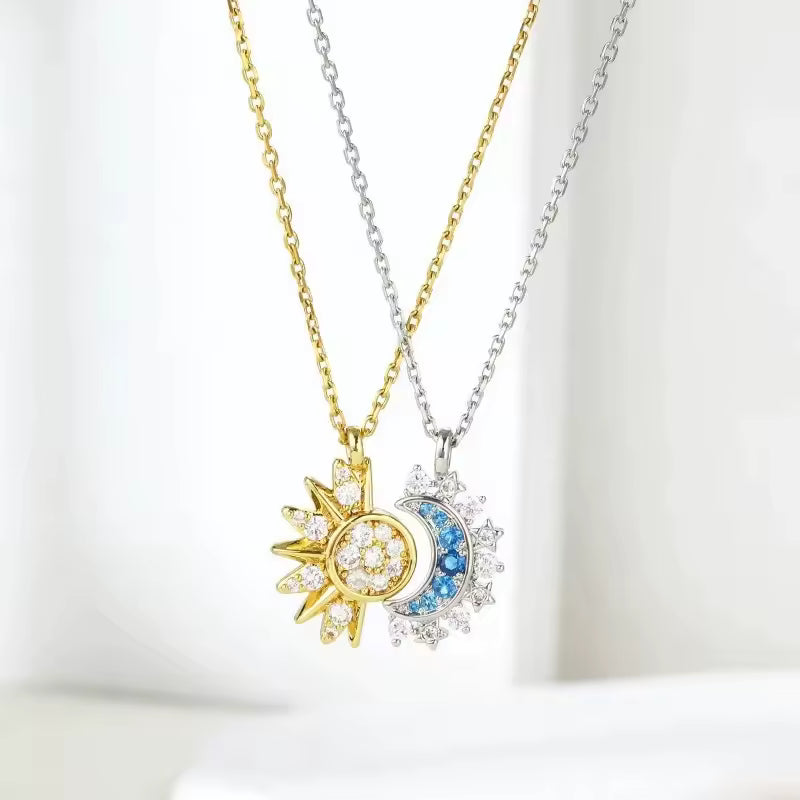 Matching Strass-Halsketten: Sonne & Mond (2er-Set)