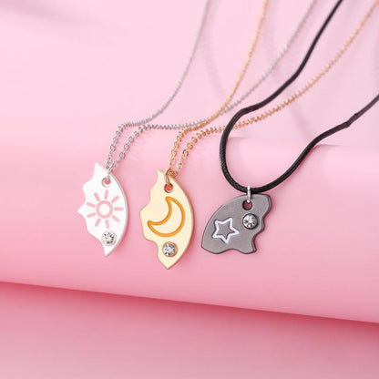 Magnetische Strass-Halsketten: Stern, Mond & Sonne (3er-Set)