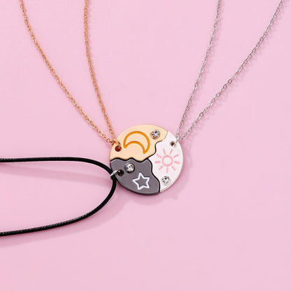 Magnetische Strass-Halsketten: Stern, Mond & Sonne (3er-Set)