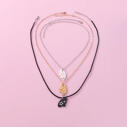 Magnetische Strass-Halsketten: Stern, Mond & Sonne (3er-Set)